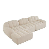 SOFA modular 3-Sitzer mit Ottoman L-Form Beige White - Beige, Kunststoff (165/288cm) - Meubliv