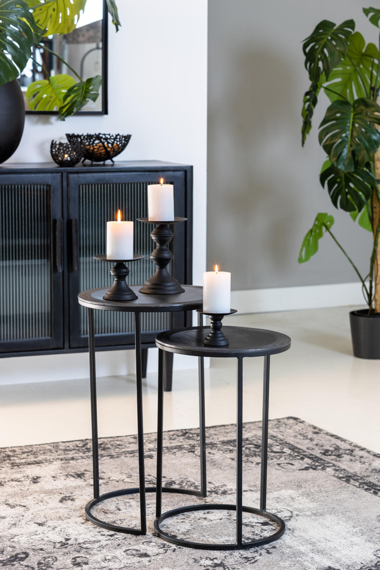BEISTELLTISCH Talca Schwarz Ø40/60 cm 2er-Set - Schwarz, Metall (40/40/60cm) - Light & Living