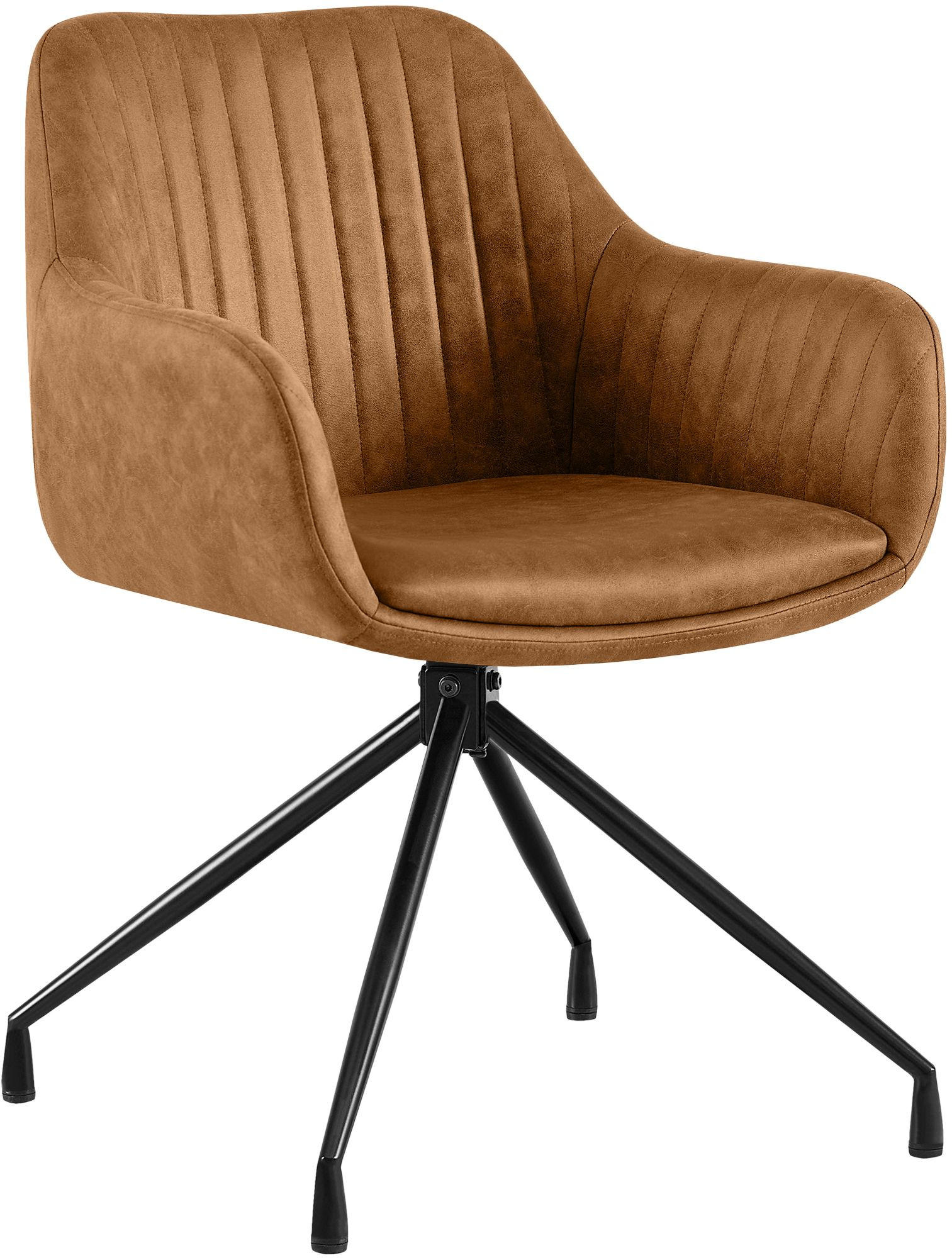 ESSZIMMERSTUHL Lederlook Hellbraun - Hellbraun/Schwarz, Textil/Metall (58/81/58cm) - CLP