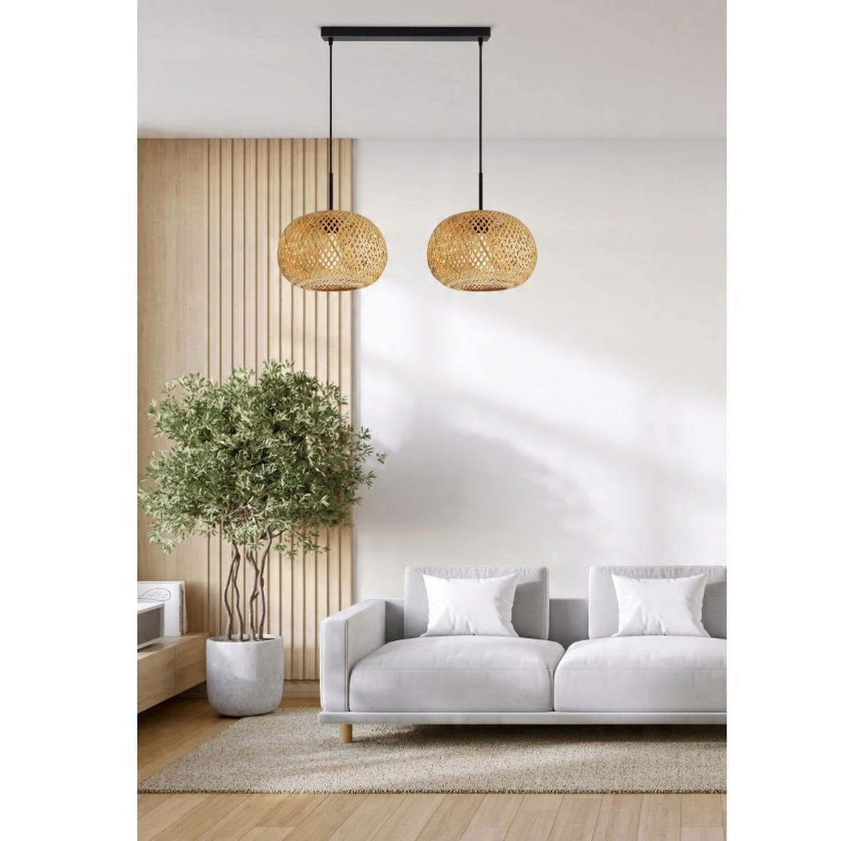 PENDELLEUCHTE BOHO - Beige, Holz/Metall (28/75/100cm) - kiki design