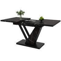 ESSTISCH 120-160x75x76 cm aus MDF mit schwarzem Marmormuster auf stabilen Metallbeinen ausziehbar - Schwarz, Holzwerkstoff (160/75/75.5cm) - Modfu