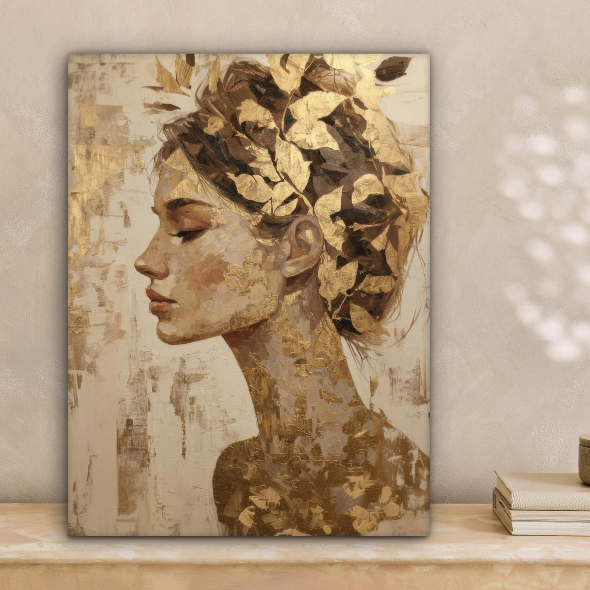 LEINWANDBILD Frau - Gold - Abstrakt - Textur Room Decor 30x40 cm - Goldfarben, Textil (30/40cm) - MuchoWow