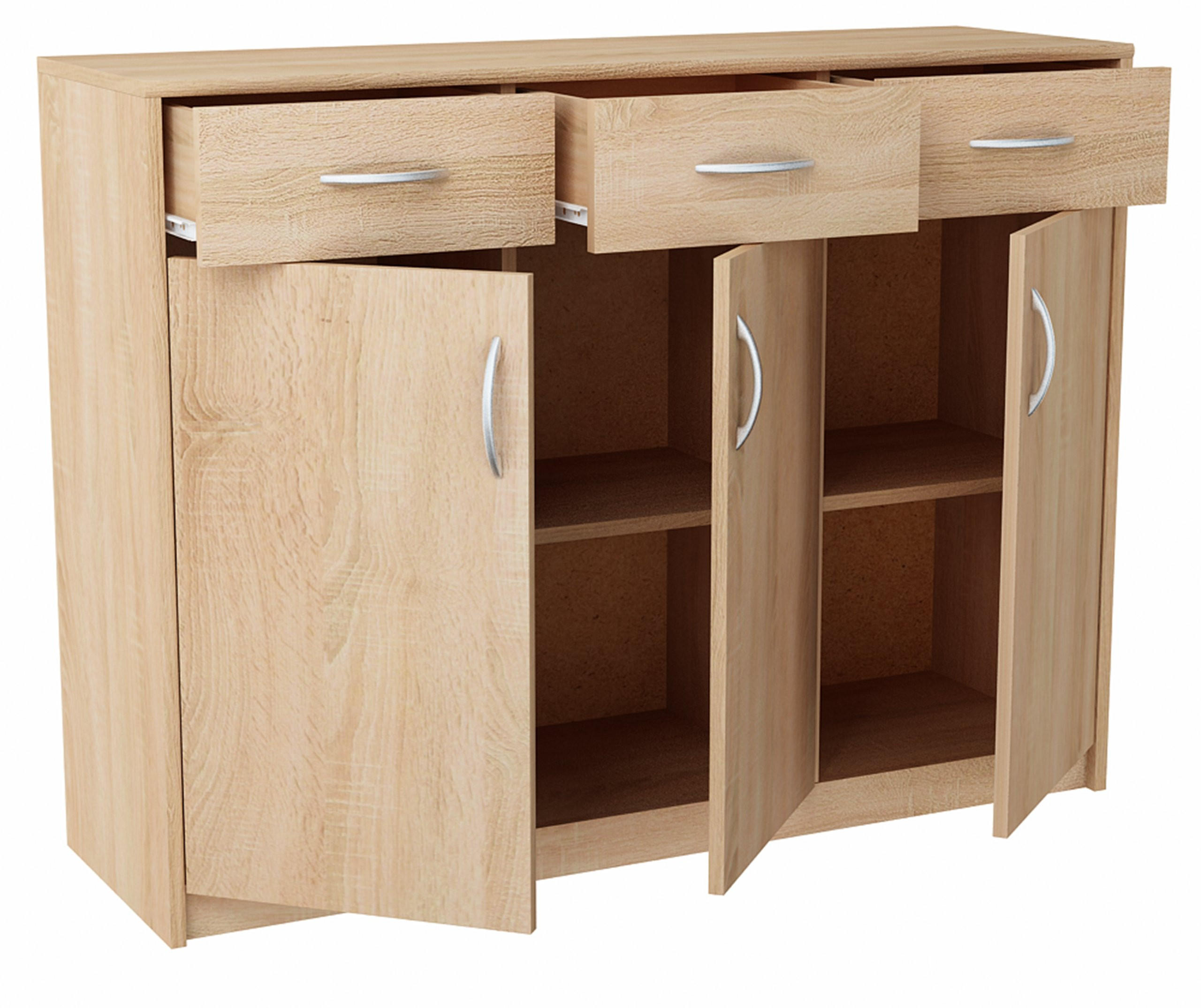 KOMMODE 3D3S Sonoma Eiche 110/35/85 cm Sideboard - Sonoma Eiche, Holzwerkstoff (110/85/35cm) - Matkam Möbel