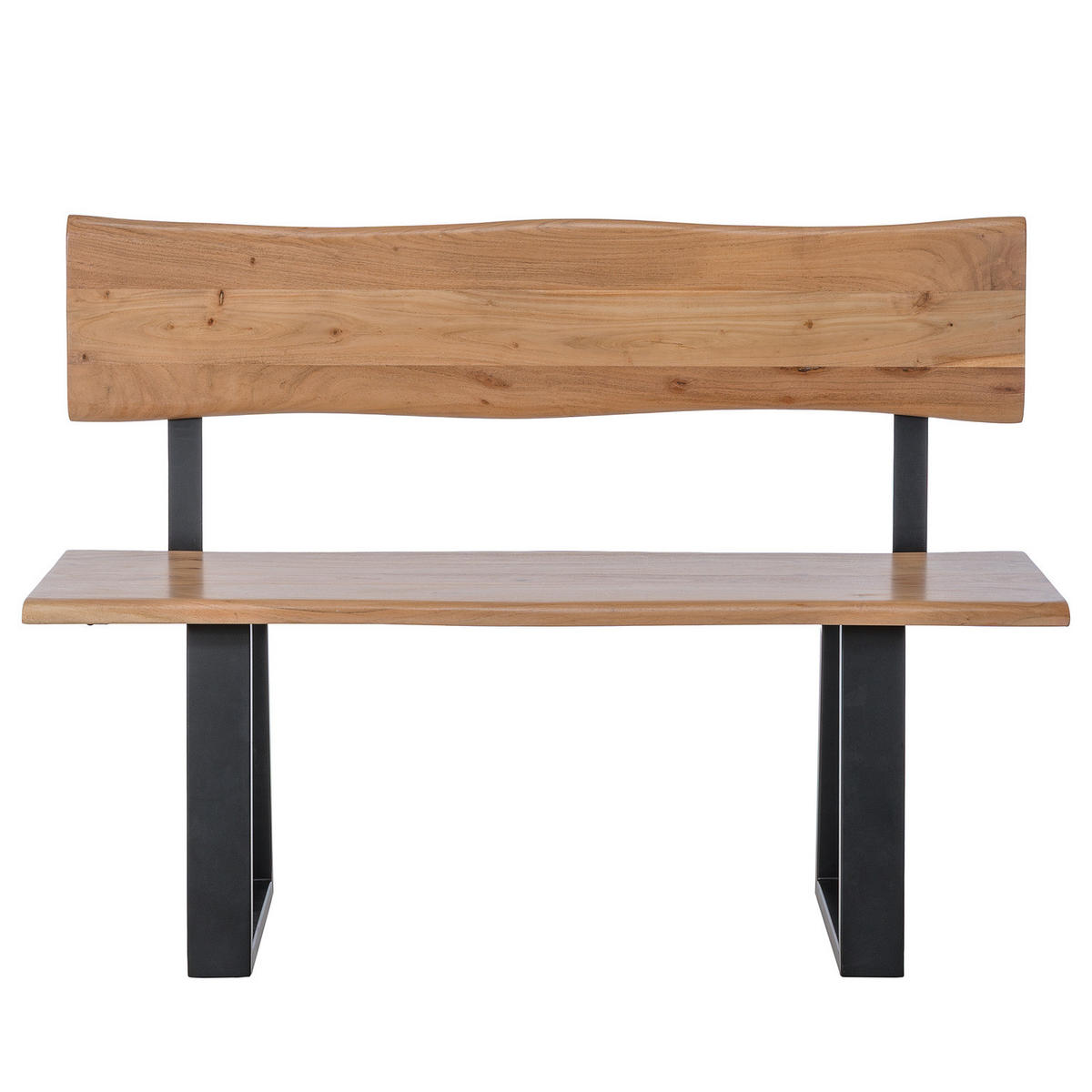 SITZBANK - Metall / Massivholz - Akazie Braun / Schwarz - Schwarz/Braun, Holz/Metall (120/85/50cm) - home24
