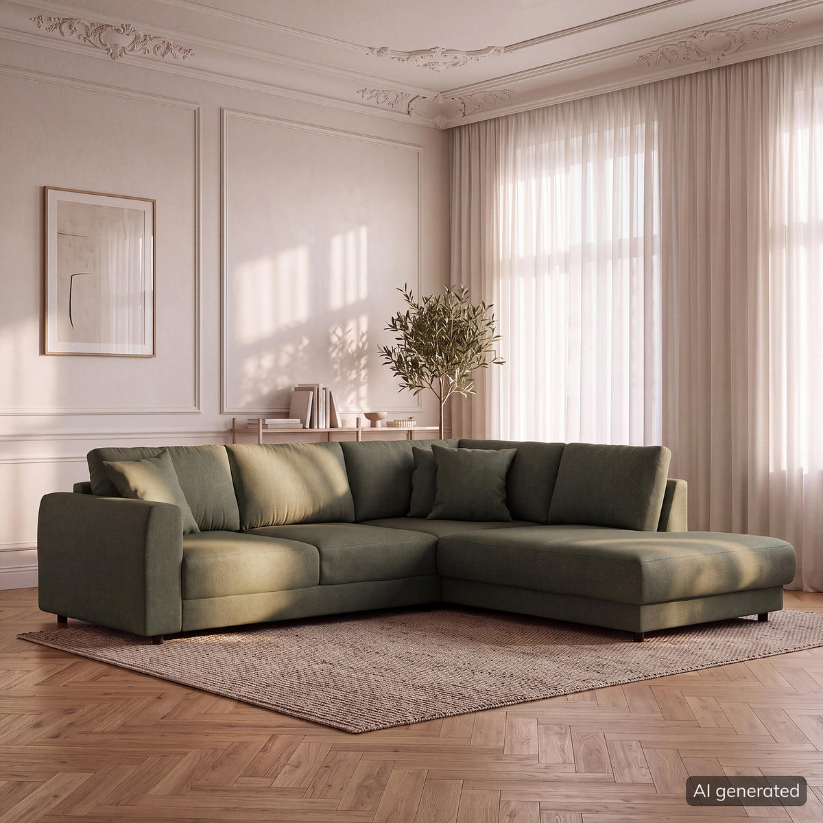 ECKSOFA mit Ottomane - Schwarz/Grau, Holz/Kunststoff (267/254cm) - home24
