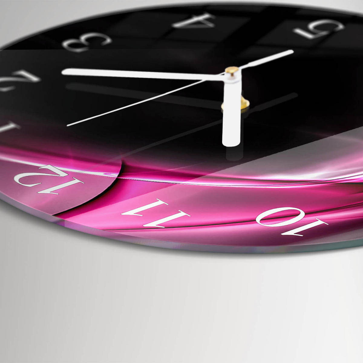 WANDUHR fi30 cm - Abstrakte Linien - Lila, Glas (30/30/0.4cm) - TULUP