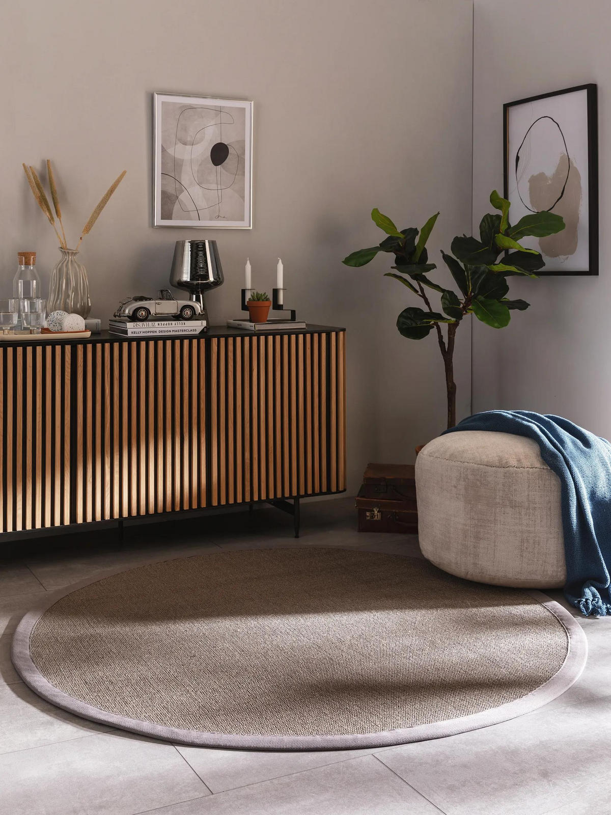 SISALTEPPICH Sana Grau ø 150 cm rund - Grau, Textil (150/150cm) - benuta Nest