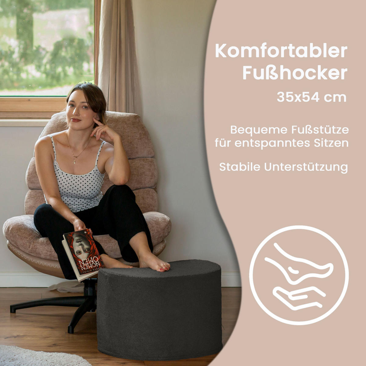 SITZSACK Halbmond 54/36/35 cm, weicher Bouclé 315 g/m², Dunkelgrau - Dunkelgrau, Textil (36/35/54cm) - Dreamroots