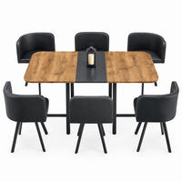 ESSTISCH-SET ausziehbar für 4-6 Personen MDF/Metall Schwarz/Natur 3-tlg. - Schwarz, Metall (100/79/150cm) - Meubliv