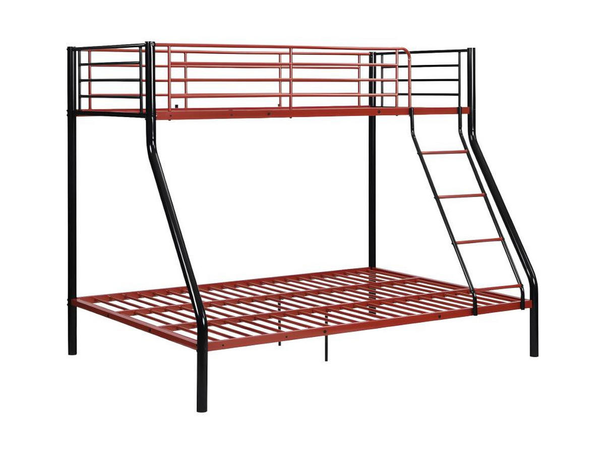 ETAGENBETT - 90 & 140 x 190 cm - Stahl - Schwarz & Rot - ELEVATIO IV - Rot/Schwarz, Metall - Vente-Unique
