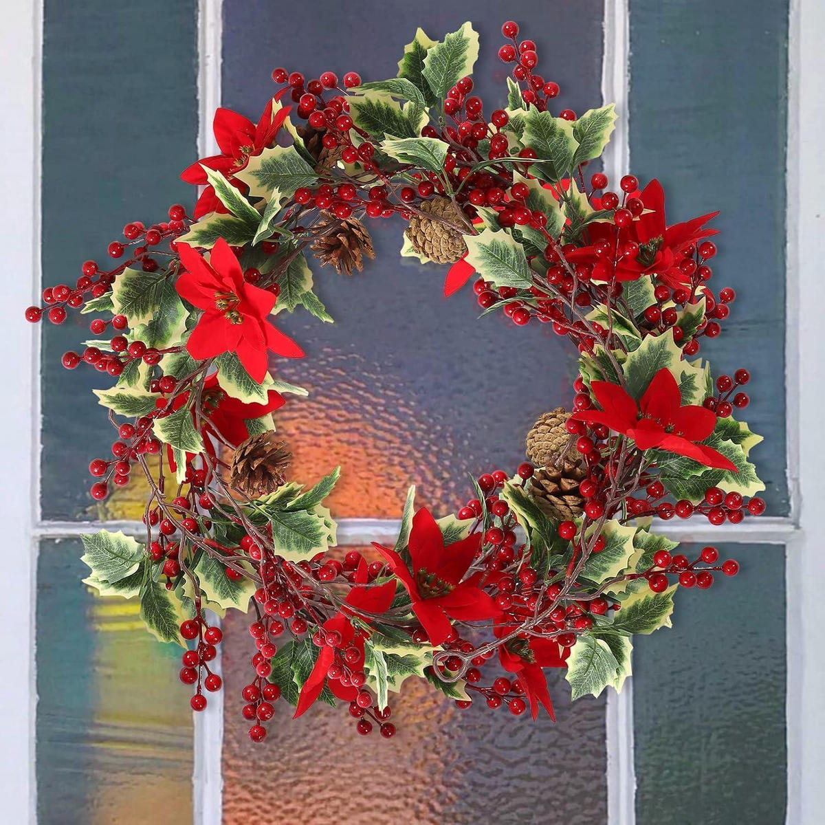 GIRLANDE mit roten Beeren und Tannenzapfen 190 cm - Multicolor, Kunststoff (190cm)