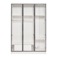 KLEIDERSCHRANK 110x50x160 cm Weiß mit LED und 3 Glastüren - Weiß, Holzwerkstoff (110/160/50cm) - FLIEKS
