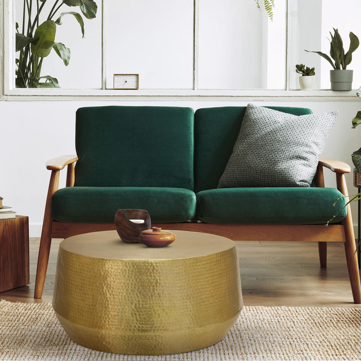 COUCHTISCH rund Ø 90x45 cm rund Gold aus Aluminium Hammerschlag-Optik - Goldfarben, Metall (90/90/45cm) - WOMO-DESIGN