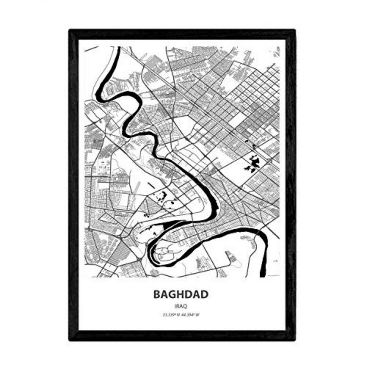 POSTER Karte Von Bagdad - Irak A3 Rahmenlos - Klar, Papier (29.7/5/42cm) - Nacnic