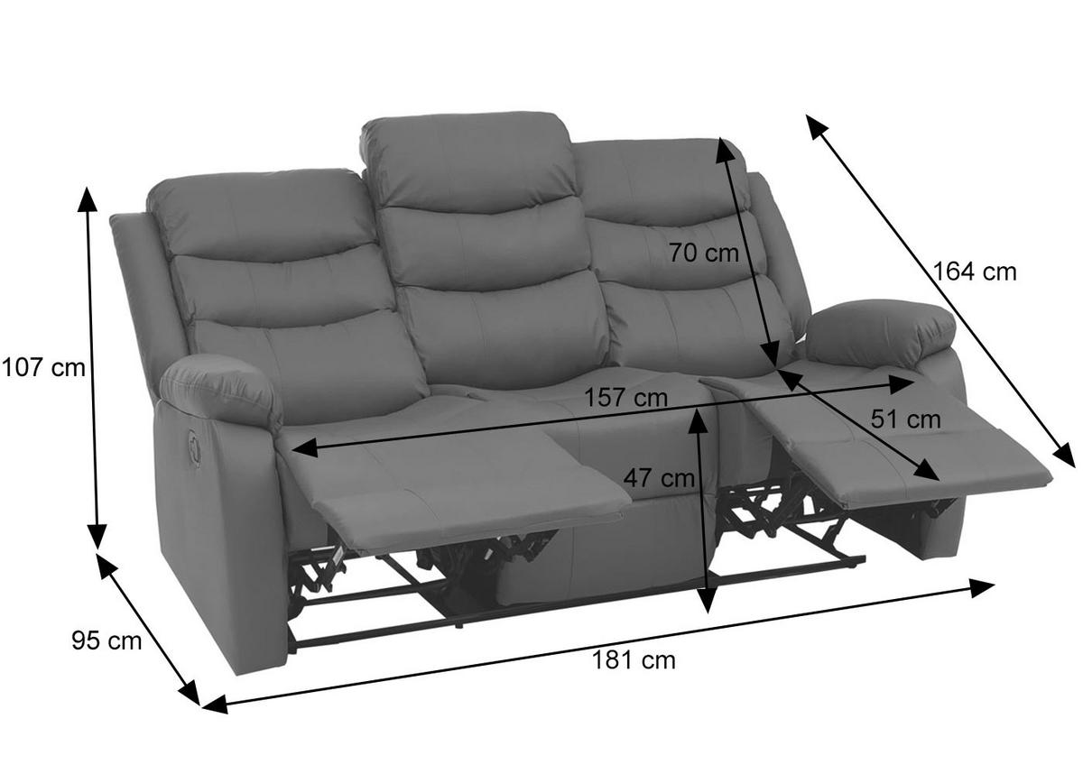 3ER KINOSESSEL Cremeweiß - Weiß, Textil (181/107/164cm) - MCW
