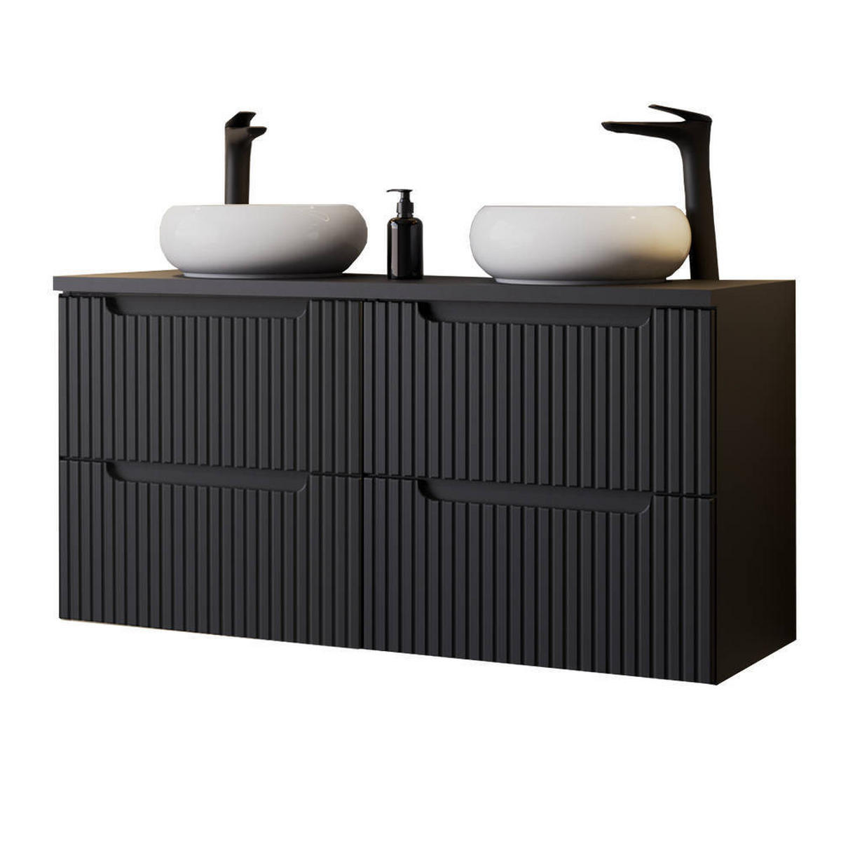 DOPPELWASCHTISCH Skelbolu - Schwarz, Holzwerkstoff (120/59.5/40cm) - [en.casa]