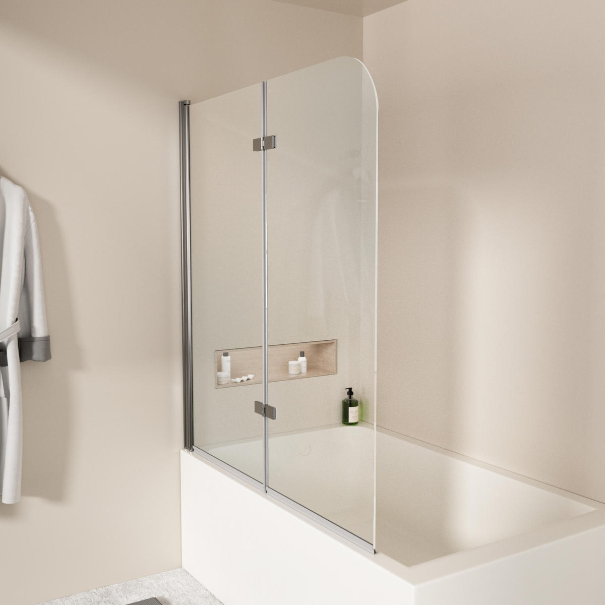 SPRCHOVÁ ZÁSTĚNA pro vanu s otočnou funkcí 120/140 cm - průhledná, sklo (120/140cm) - EMKE