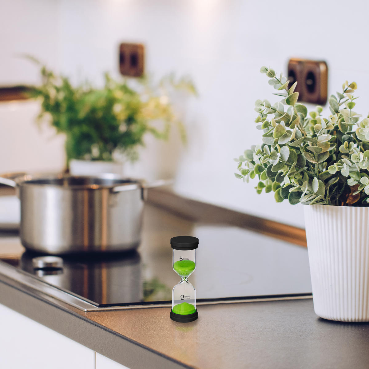 5XPRESÝPACIE hodiny - viacfarebná, plast/prírodné materiály (5.5/16/5.5cm) - Relaxdays