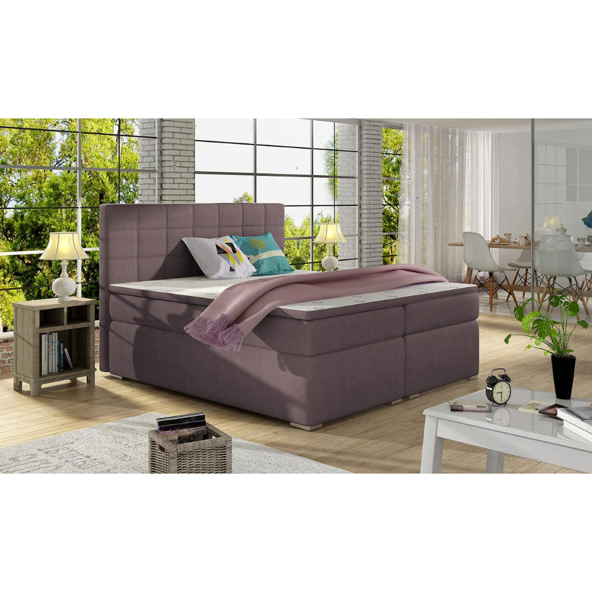 BOXBETT Alice Bonellfederkern - Dunkelrosa, Holz/Holzwerkstoff (160/200cm) - Best For Home