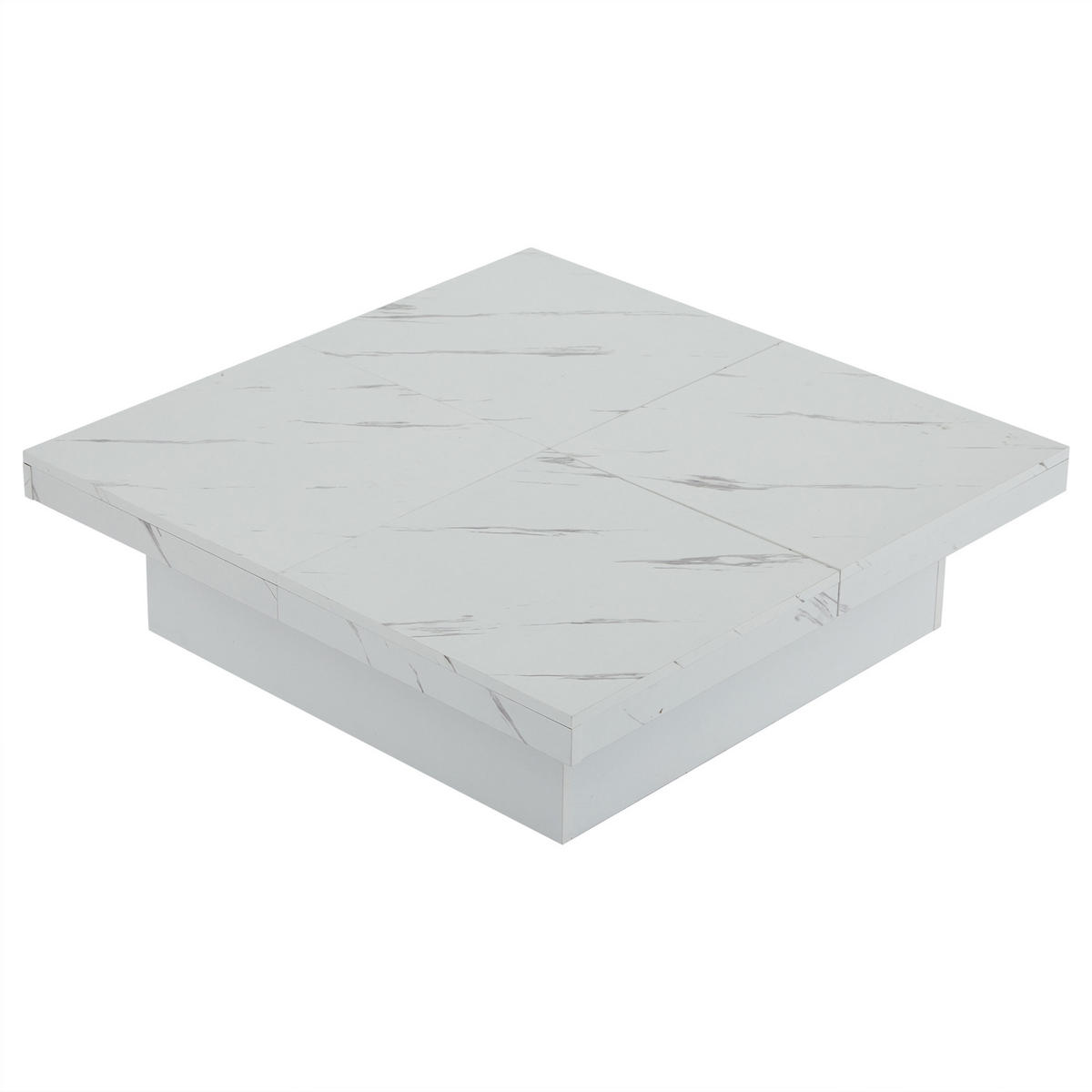 COUCHTISCH Weiß 90/90/25 cm mit Schiebefunktion - Weiß, Holzwerkstoff (90/90/25cm) - PANGIVO