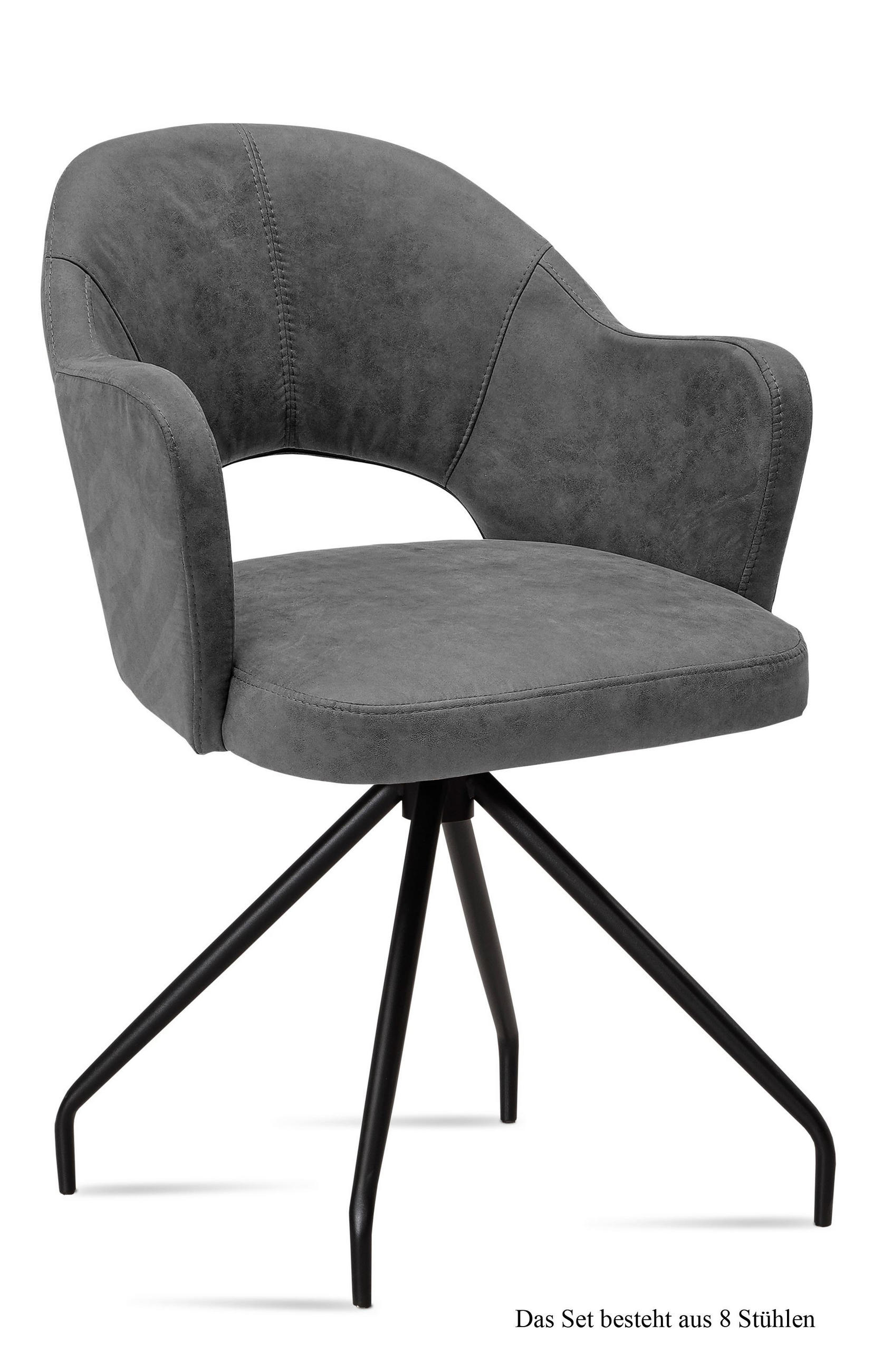 ARMLEHNSTUHL (8er-Set) Dikana 59x87x61 Schwarz/Grau - Schwarz/Grau, Kunststoff (61/87/59cm) - 58aufmkessel