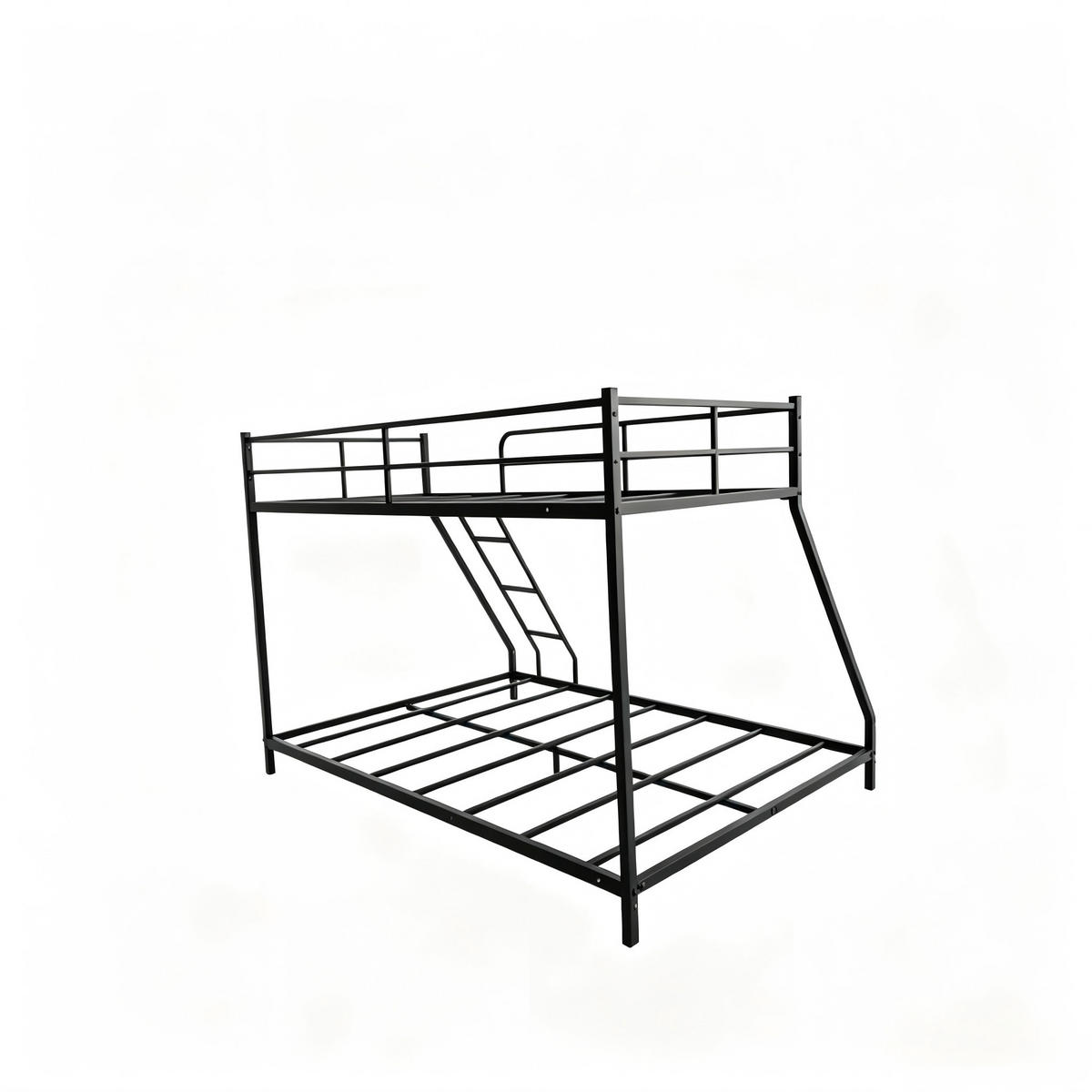 BETT Etagenbett 140x200 cm Metall Schwarz - Schwarz, Metall (140/200cm) - Meubliv