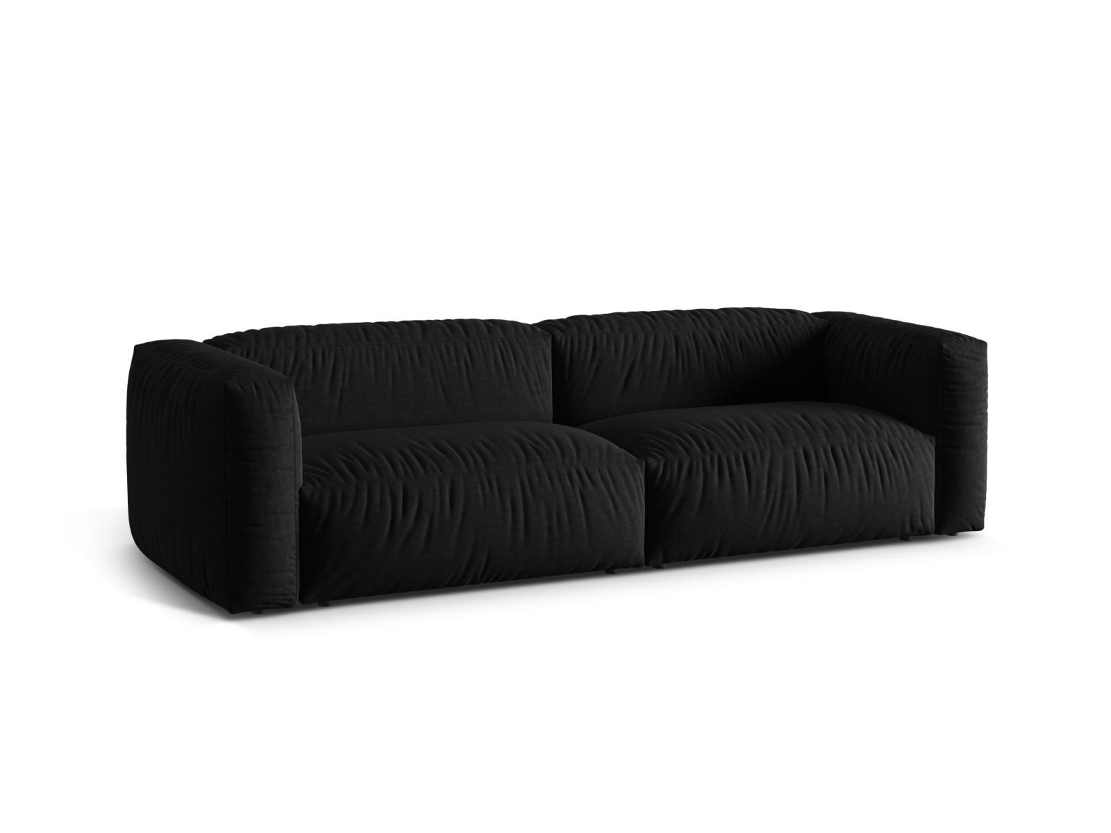 SOFA modular Martina aus strukturiertem Stoff schwarz 3 Sitzplätze - Schwarz, Textil (106/75/240cm) - Micadoni