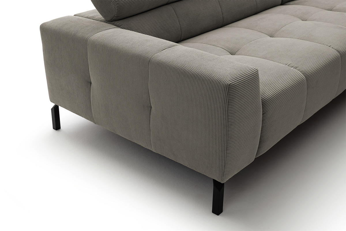 ECKSOFA OHIO Grau Cord - Schwarz/Grau, Textil/Metall (311/219cm) - KAWOLA