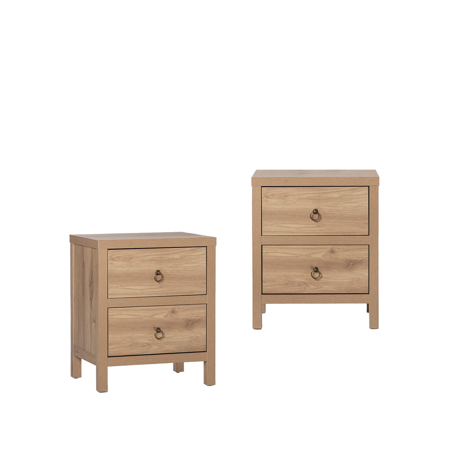 NACHTTISCH 2 SCHUBLADEN Livorno Natürlich 50 cm x 60 cm 2er-Set - Naturfarben, Holzwerkstoff (50/60/39cm) - Klast Home