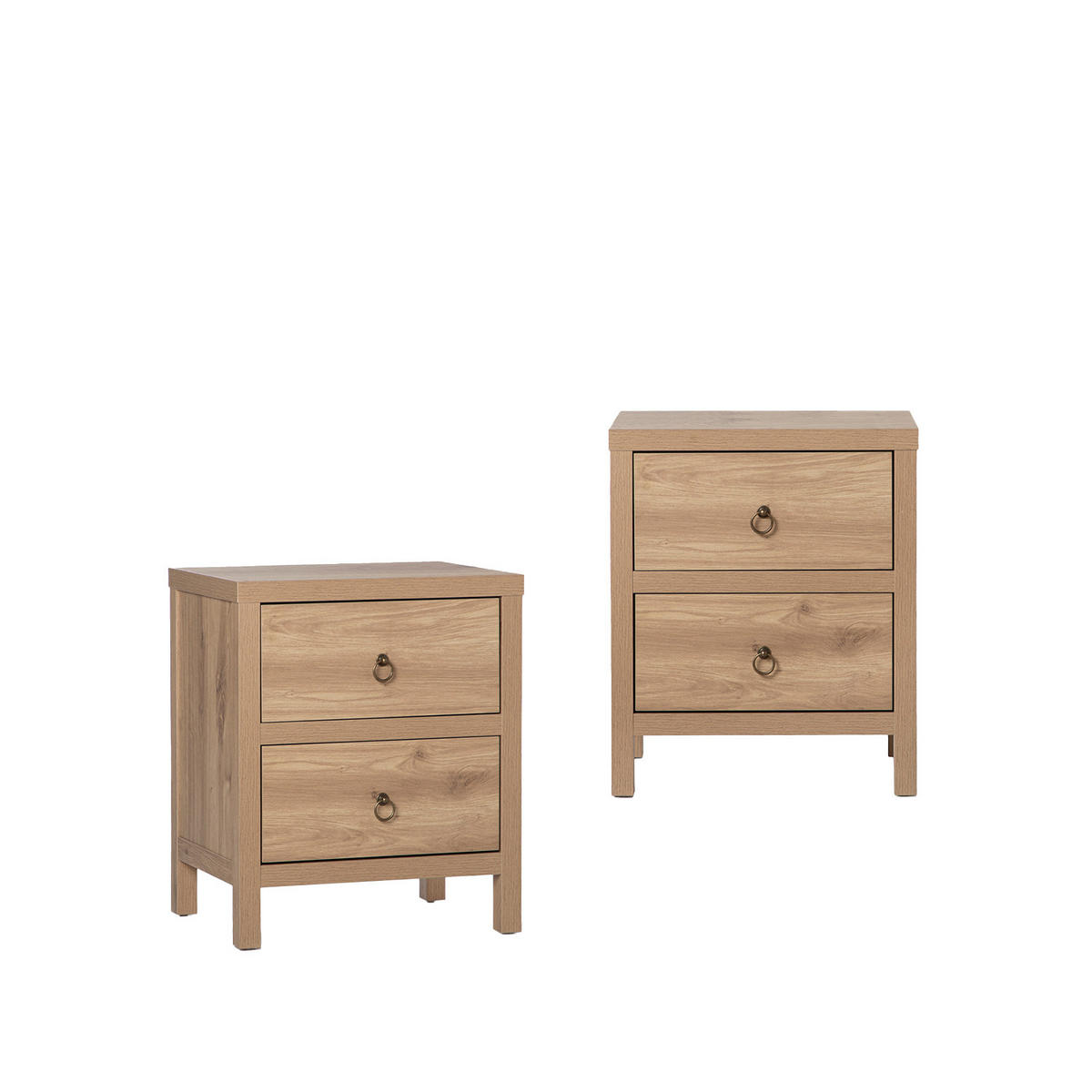 NACHTTISCH 2 SCHUBLADEN Livorno Natürlich 50 cm x 60 cm 2er-Set - Naturfarben, Holzwerkstoff (50/60/39cm) - Klast Home