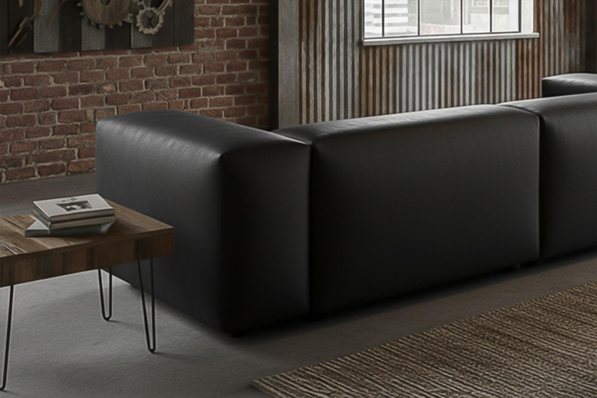 SOFA CELESTE Schwarz Lederfaserstoff - Schwarz, Leder/Kunststoff (302/72/114cm) - KAWOLA