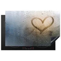 HERDABDECKPLATTE Herz - Kondenswasser - Wasser - 3D Ceranfeldabdeckung 80x52 cm - Grau, Kunststoff (80/52/0.2cm) - MuchoWow