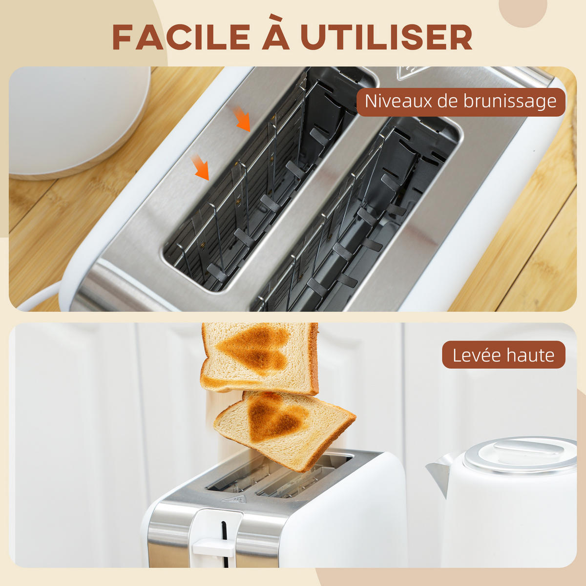 WASSERKOCHER-TOASTER-SET DE-17467 Weiß - Weiß, Metall (15.6/23.9/22.4cm) - ComfortXL