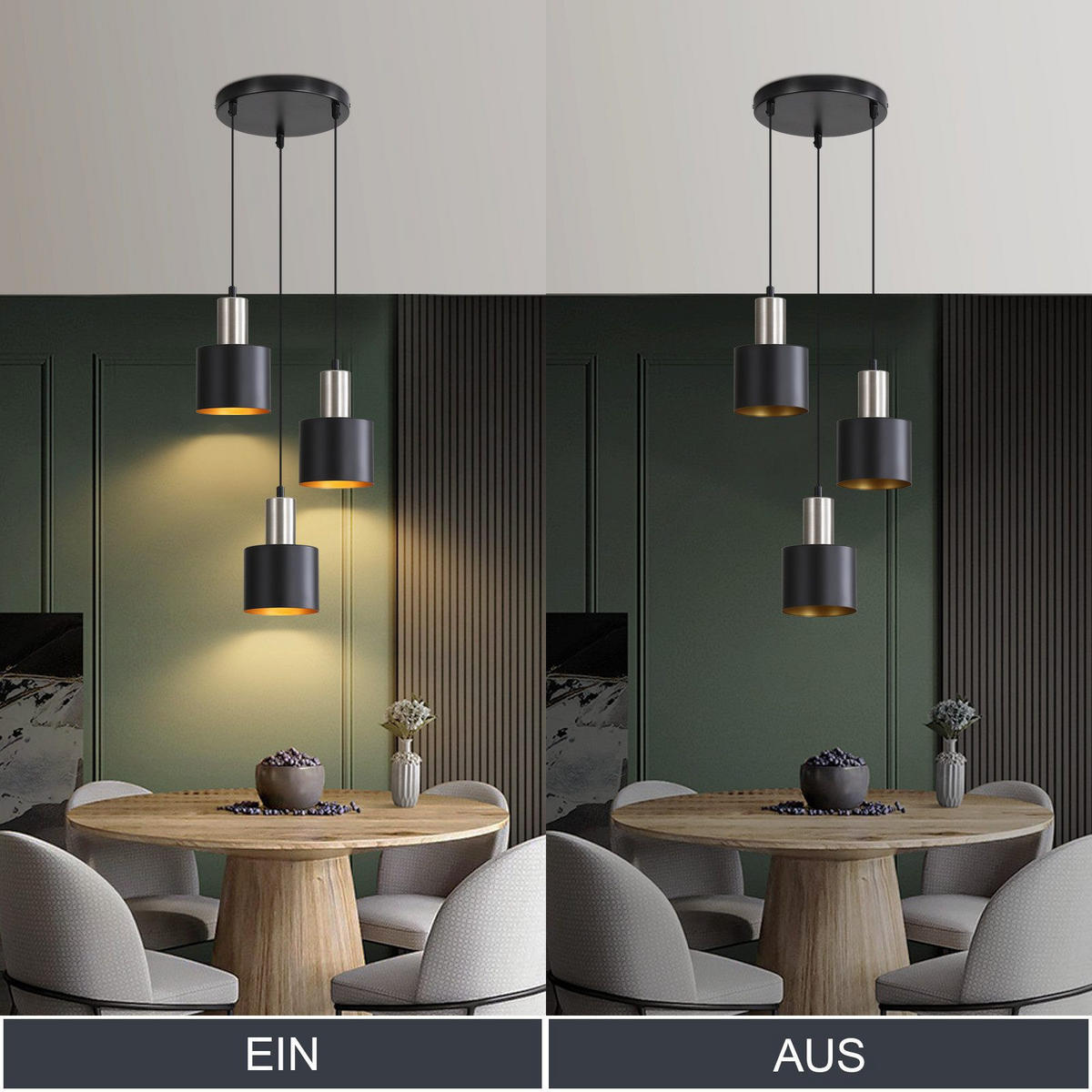 PENDELLEUCHTE Michael 22/12/173.5 cm - Schwarz, Metall (22/12/173.5cm) - ZMH