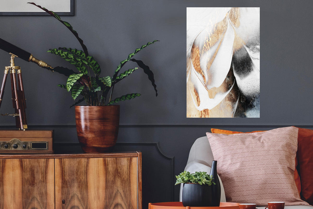 WANDTATTOO Luxus - Abstrakt - Gold - Weiß 40x60 cm - Goldfarben, Kunststoff (40/60/0.1cm) - MuchoWow