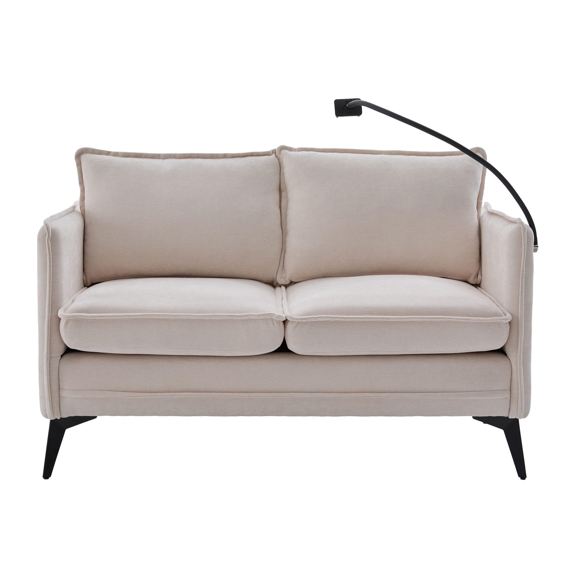 2-SITZER Sofa Chenille mit Handyhalter und Seitentaschen 127/69/66 cm Beige - Beige, Textil (66/127/69cm) - Redom