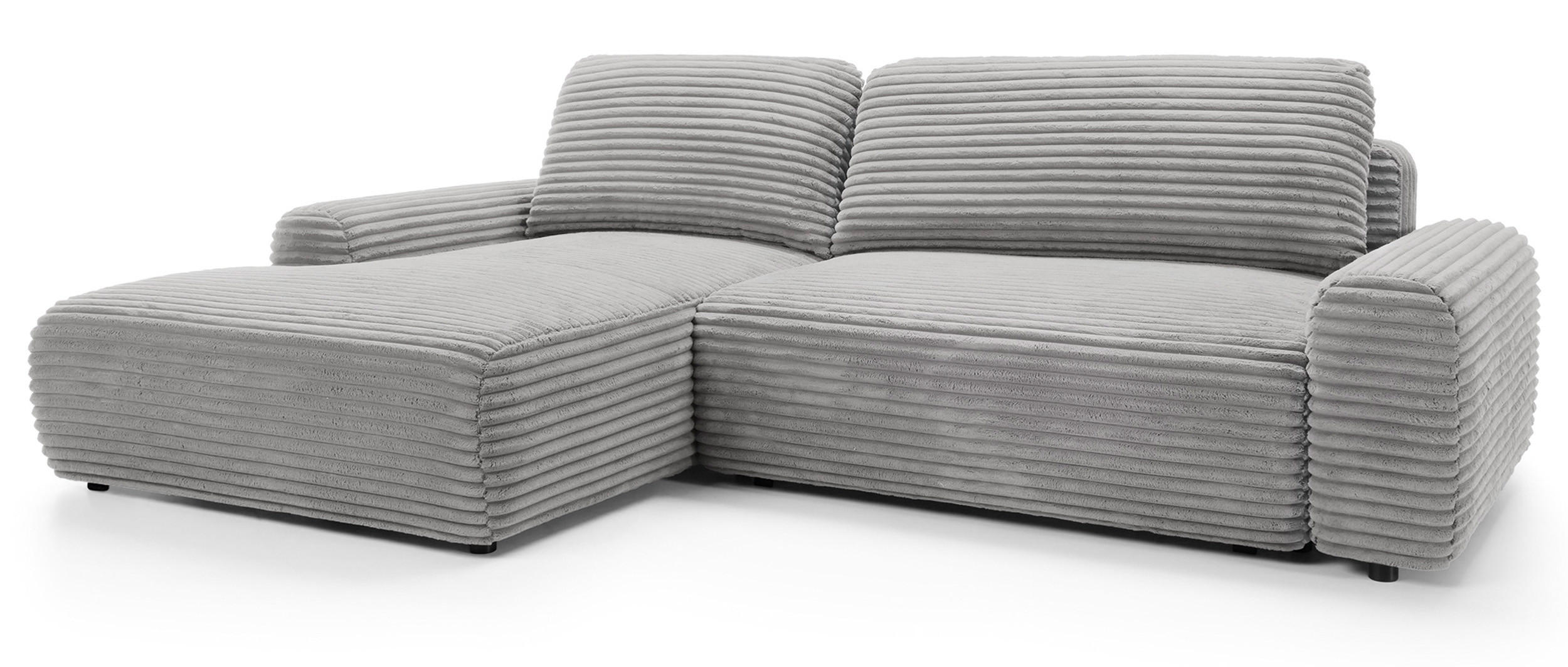 ECKSOFA Alferia Greige mit Cordbezug - Taupe/Schwarz, Kunststoff/Textil (264/162cm) - Selsey