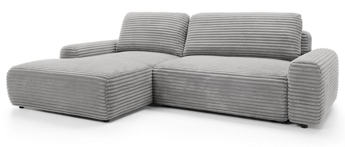 ECKSOFA Alferia Greige mit Cordbezug - Taupe/Schwarz, Kunststoff/Textil (264/162cm) - Selsey
