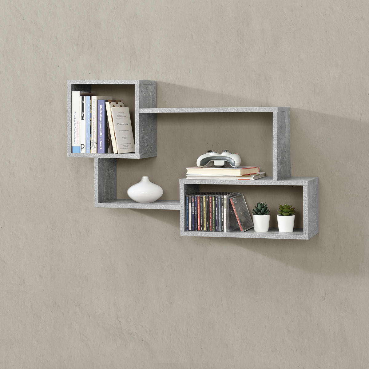 WANDREGAL Kvinesdal - Grau, Holzwerkstoff (87/54/18cm) - [en.casa]