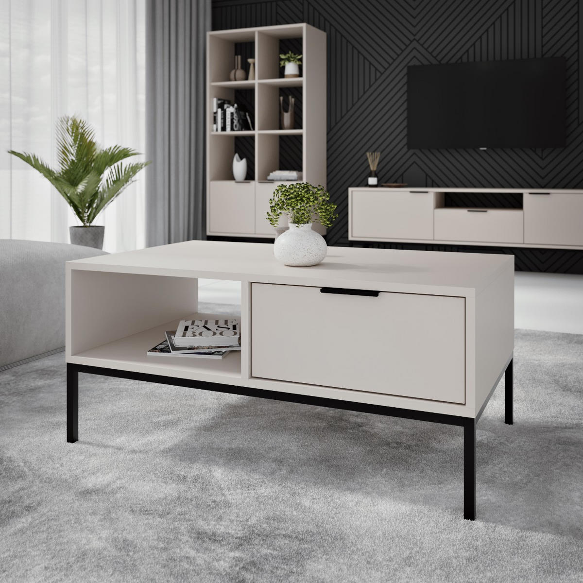 COUCHTISCH Austin_80 60/45/80 - Kaschmir/Schwarz, Holzwerkstoff (80/60/45cm) - RAUMHIRSCH FURNITURE
