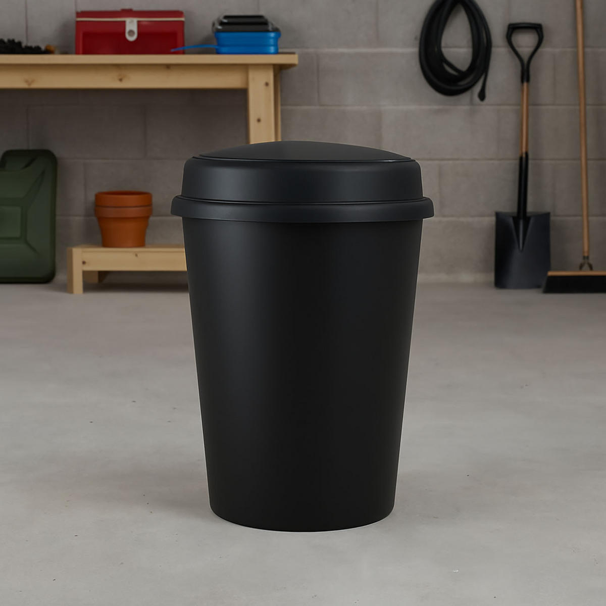 MÜLLEIMER mit Deckel 47 l 40/40/58 cm - Schwarz, Kunststoff (40/58/40cm) - Home Styling Collection