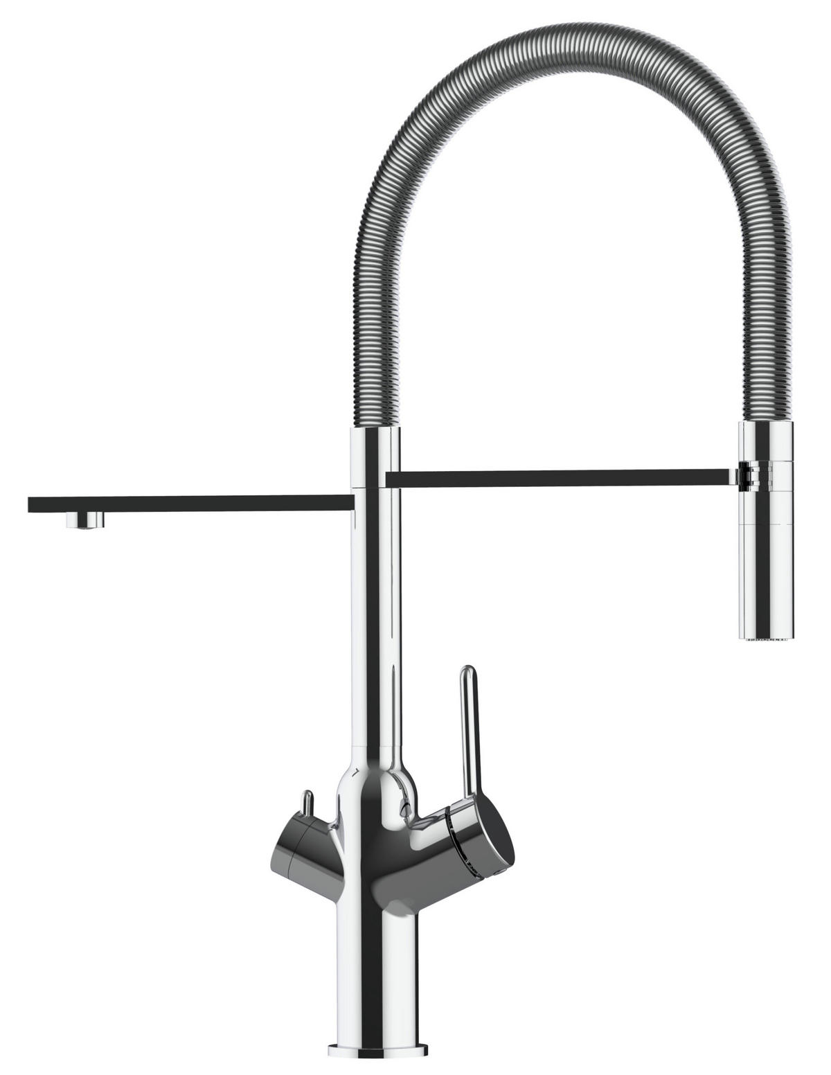 4-WEGE-KÜCHENARMATUR, Verchromt, 2-Strahl-Brause - Chromfarben, Metall (20.61/48/20.61cm) - VIZIO