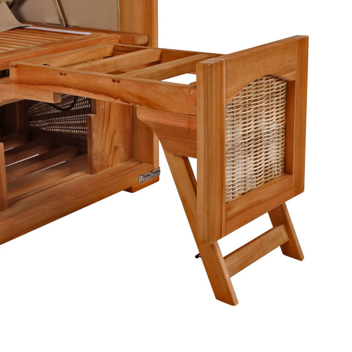 STRANDKORB Düne 2-Sitzer Teak Shell Bullauge - Braun/Grau, Holz/Metall (125/170/80cm) - Mr. Deko