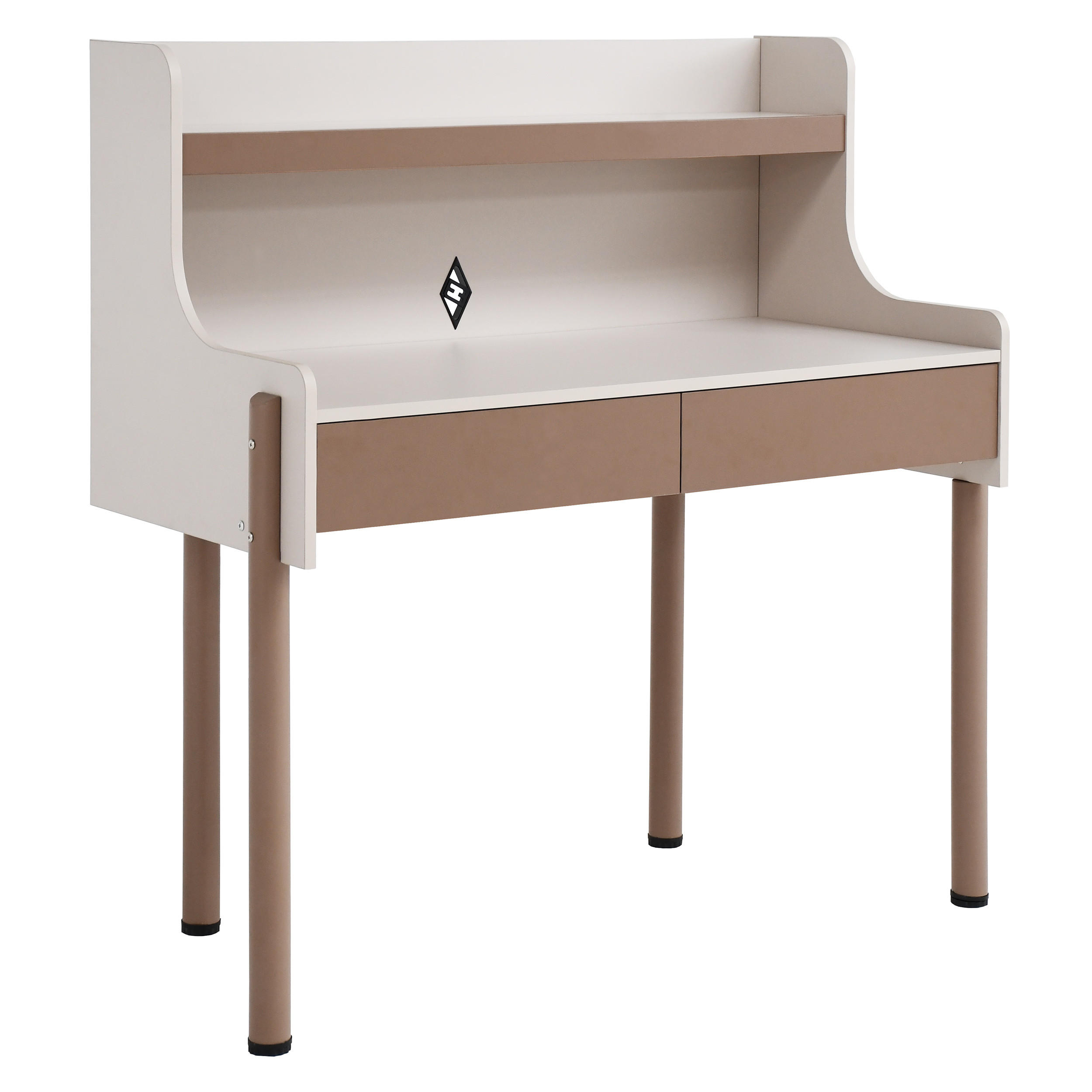 SCHREIBTISCH Boreo mit 2 Schubladen und Aufsatz, 118 cm, Kaschmir+Hellbraun - Hellbraun/Kaschmir, Metall (58/118/118cm) - Beautysofa