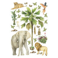 WANDTATTOO Dschungeltiere 65 x 42.5 cm - Grün, Papier (65/42.5/42.5cm) - Sanders & Sanders