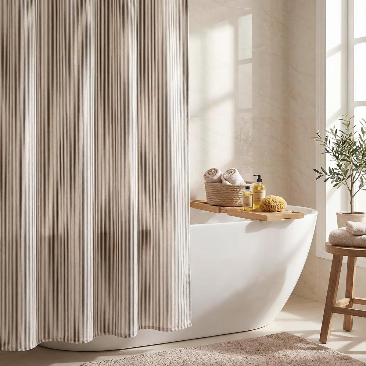 DUSCHVORHANG – Braun (180 × 180 cm) - Hellbraun, Textil (180/180cm)