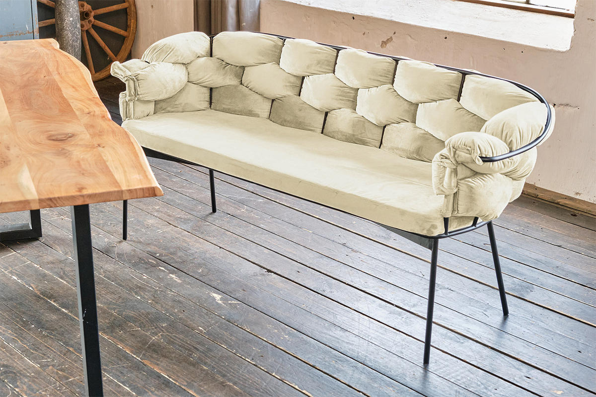 SITZBANK MONTY Weiß Velvet - Weiß, Textil (160/70/62cm) - KAWOLA