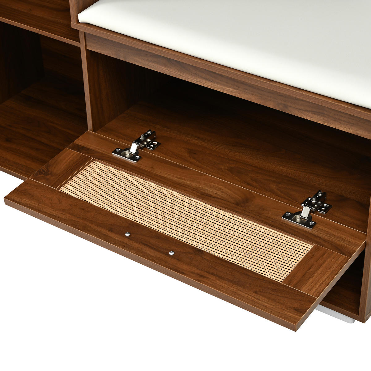 SCHUHSCHRANK aus MDF & Spanplatte 110x38x190cm in Walnuss mit Spiegel & LED - Walnussfarben, Holzwerkstoff (110/190/38cm) - Modfu