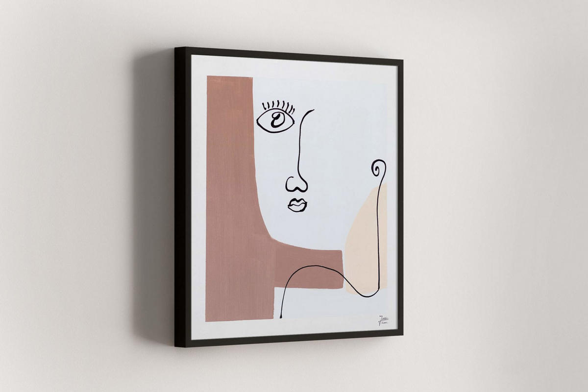 RUČNE MAĽOVANÝ AKRYLOVÝ OBRAZ 60/60 cm, biely/hnedý, figurálny motív - hnedá/biela, drevo/textil (60/60cm) - KUNSTLOFT