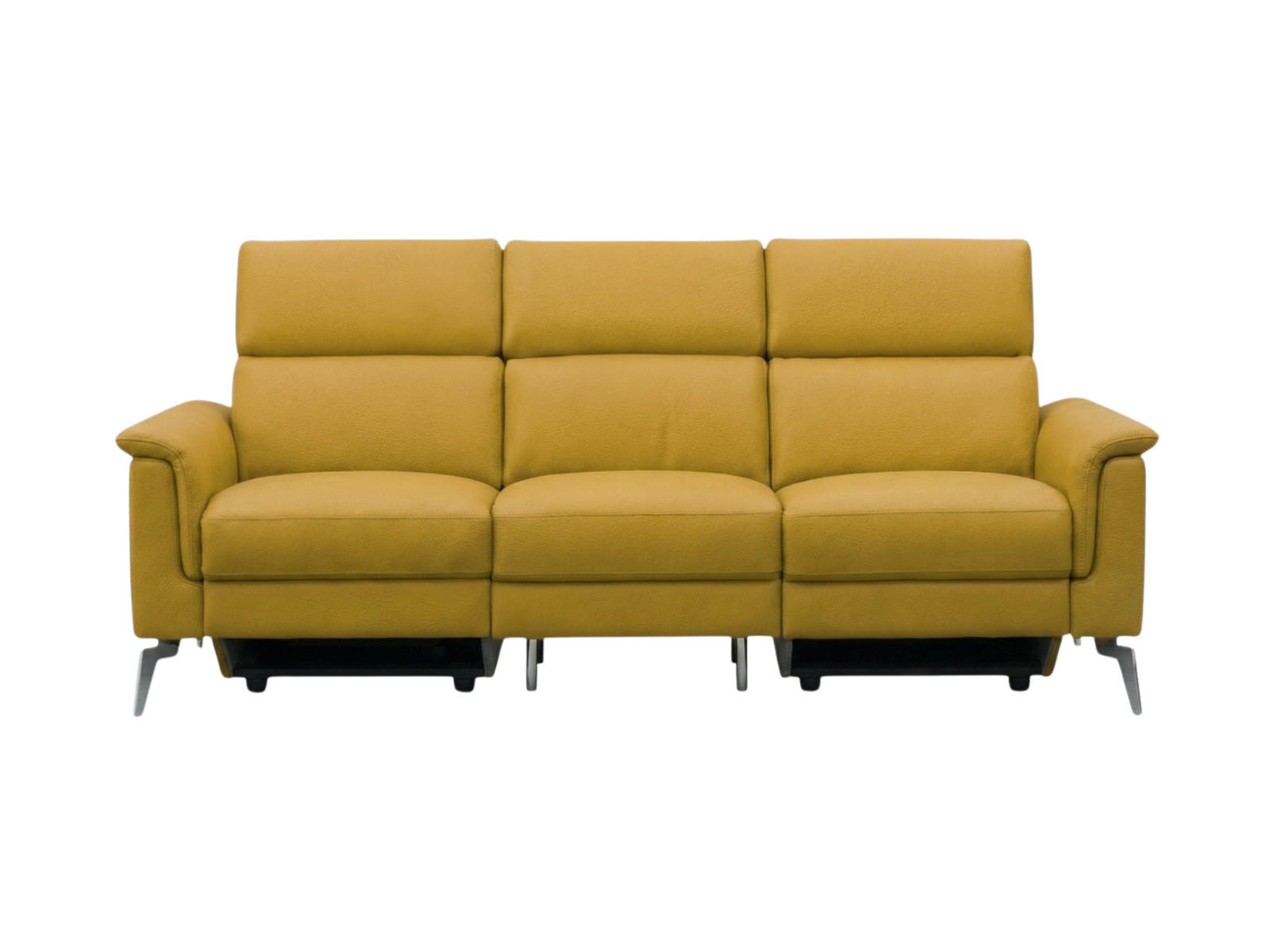 3-SITZER Sofa Borea Echtleder Senfgelb - Gelb, Leder/Metall (220/102/98cm)